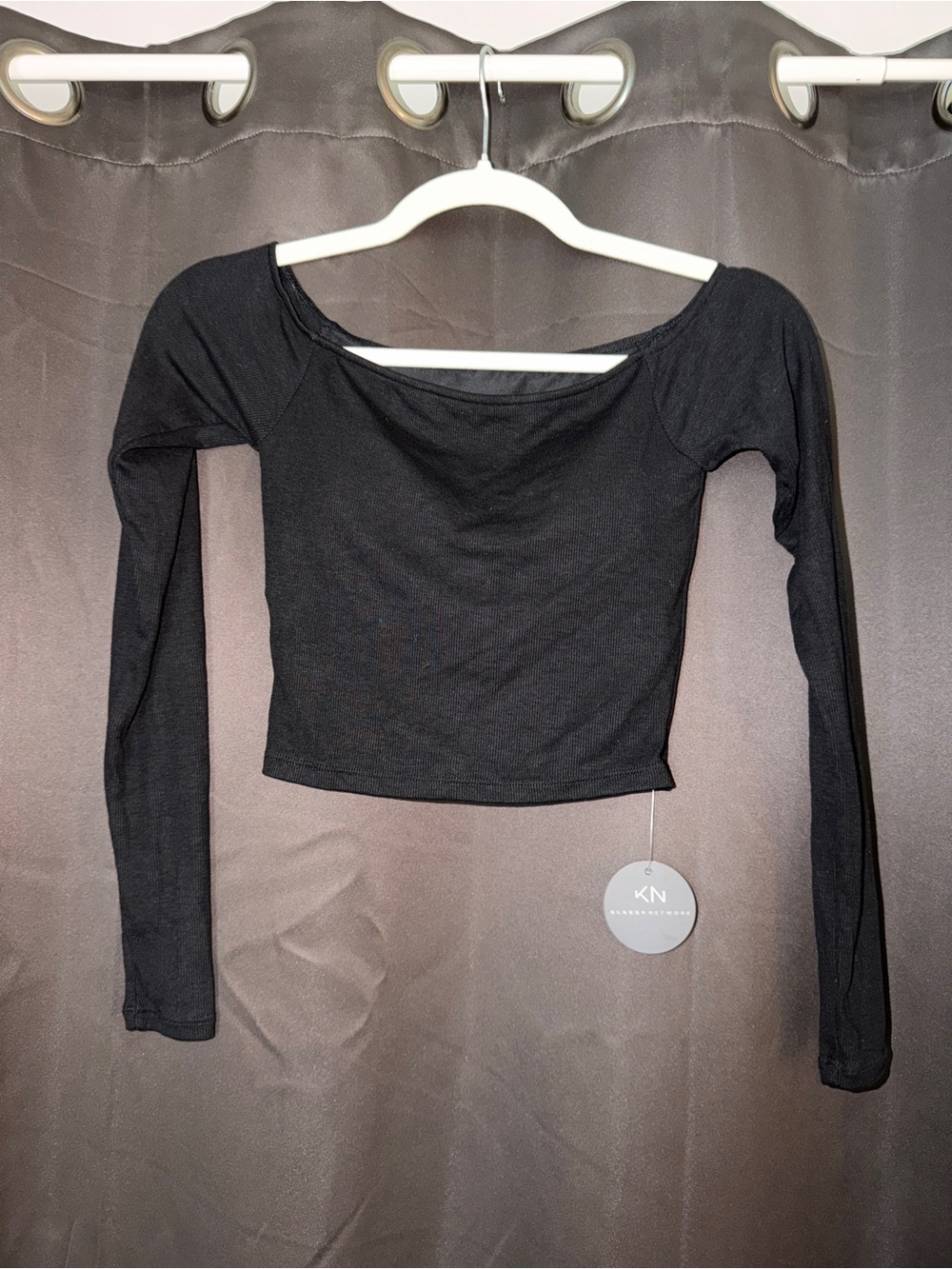 Klassy Network Black Off-Shoulder Long-Sleeve Crop Top